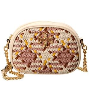 Tory Burch Kira Woven Small Camera Bag: Designer Crossbody Elegance